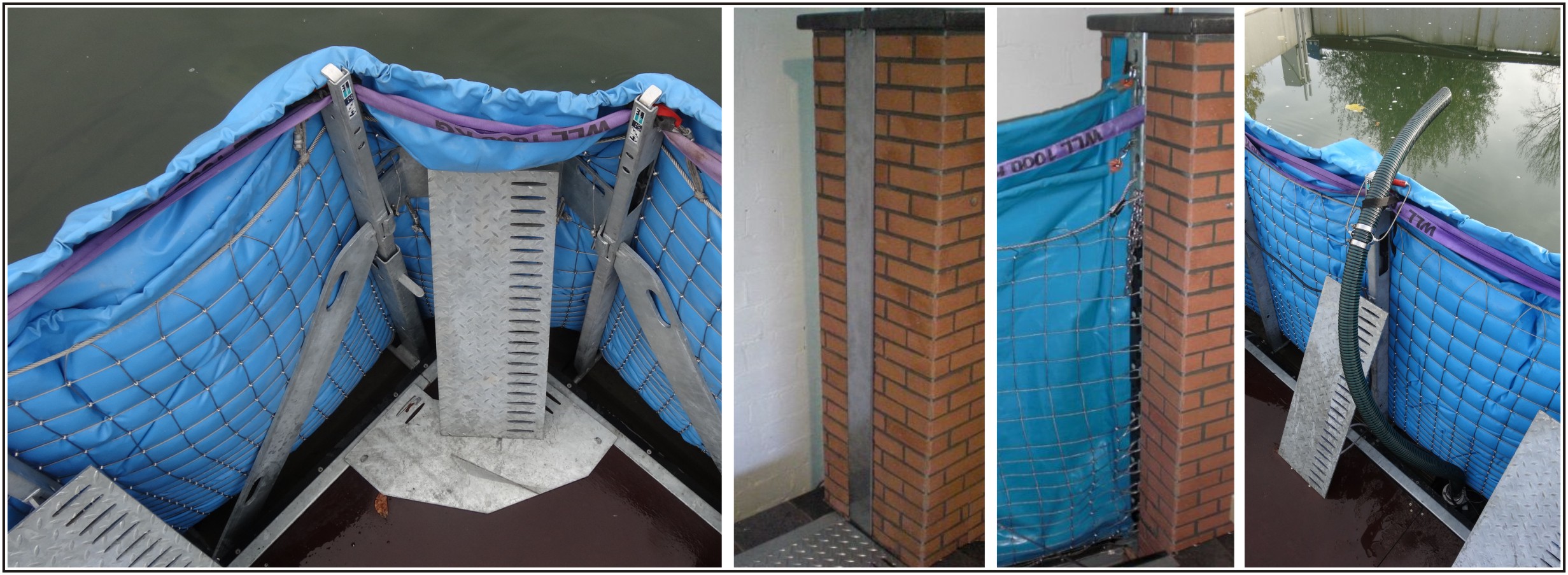 Ecken, Wandanschluss, Pumpenschacht des mobilen Hochwasserschutzsystems AquaWand Ecken, Wandanschluss, Pumpenschacht des mobilen Hochwasserschutzsystems AquaWand