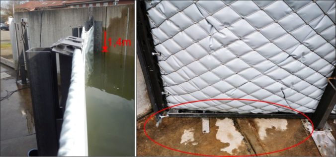 Bilder Wasseranstau des AquaVerschlusses und Bild keine Leckage und trockener Boden