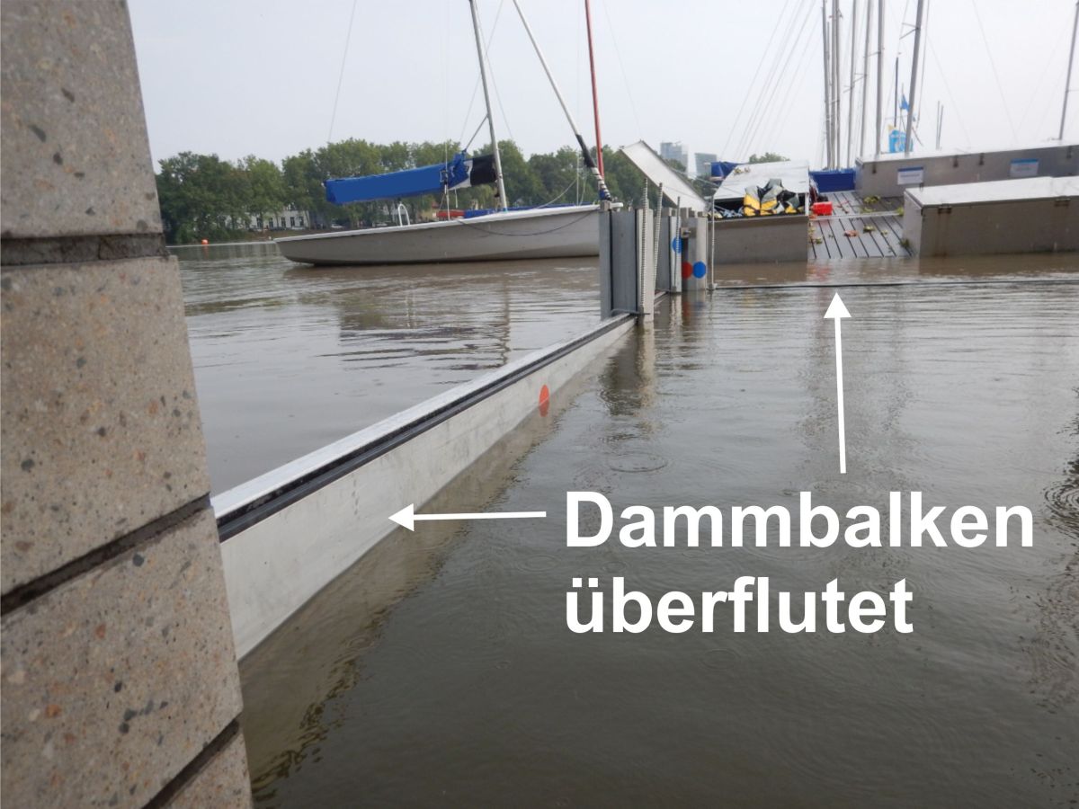 Dammbalken überflutet